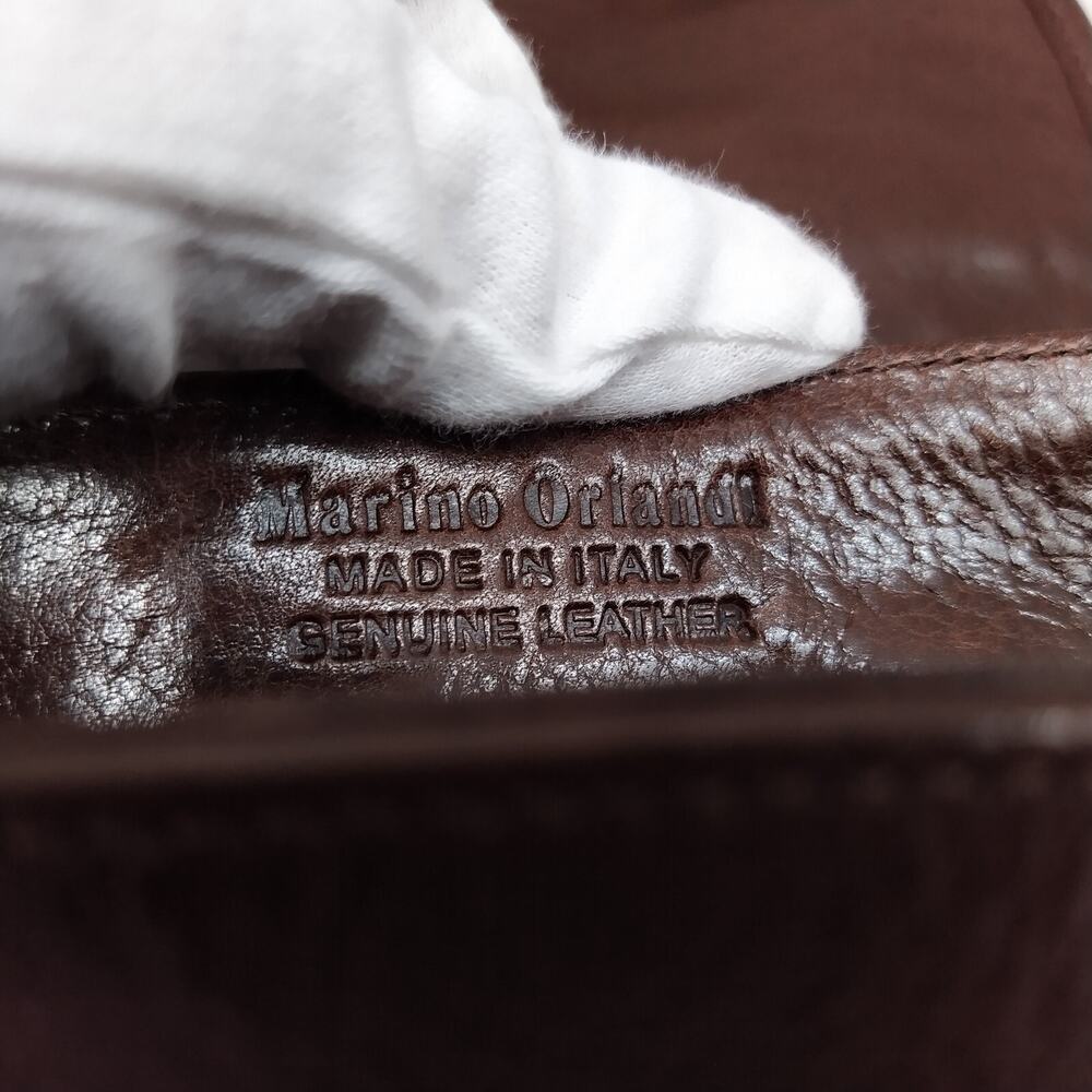 Marino Orlandi Brown Leather Turnlock Flap Closure Crossbody Bag - Picture 12 of 16